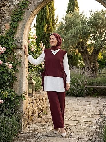 lil solid 2.0: İkiqat dəst – klassik modest stil - 3 hissəli kombin: uzun ağ — 1