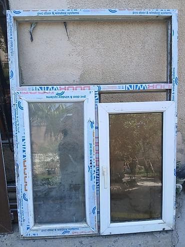 qapilar ev ucun: PVC pəncərə və qapılar dəsti Tərkib: - Ağ rəngli PVC pəncərə blokları — 1