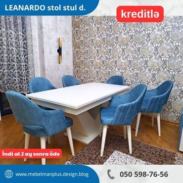 oturacaqlarin uzlenmesi: Qonaq otağı üçün, Yeni, Açılan, Dördbucaq masa, 6 stul — 2