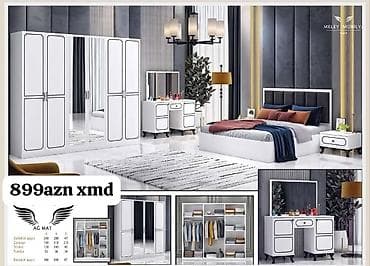 restoran mebel: Yataq otağı mebel dəsti – Ağ Mat Komplekt: - 4 qapılı dolab: orta — 1