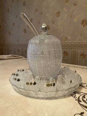 yuxuda qab qaşıq yumaq: Kristal süfrə dəsti - Zərif naxışlı, kəsim ornamentli iri kristal — 2