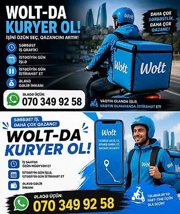 online operator isi: Sürücü-kuryer tələb olunur, Şəxsi nəqliyyat vasitəsi ilə, Gündəlik ödəniş, Təcrübəsiz — 2