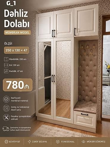 isvaner: G_1 Dəhliz Dolabı – Membran model Ölçülər: 250 × 130 × 47 sm - — 1