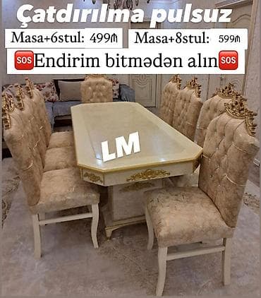 jurnalniy masa: Qonaq otağı üçün, Yeni, Açılmayan, Dördbucaq masa, 6 stul — 1