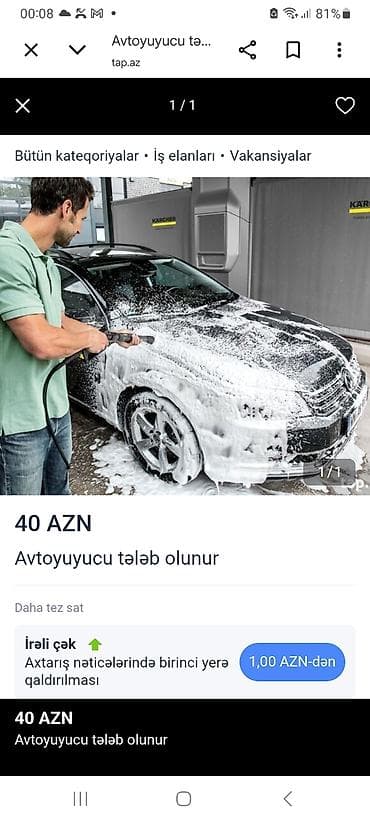 tovuz vakansiya 2024: Elan: Avtoyuyucu tələb olunur — 40 AZN Təsvir: - Avtoyuma məntəqəsinə — 1