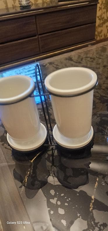 dis tortu: İki bölməli keramika gasiglog qab dəsti – damcılı filtrli - Məhsul: 2 — 1