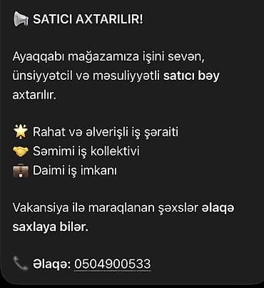 Satış məsləhətçisi tələb olunur, Yalnız kişilər üçün lalafo.az -da Satış məsləhətçisi tələb olunur, Yalnız kişilər üçün