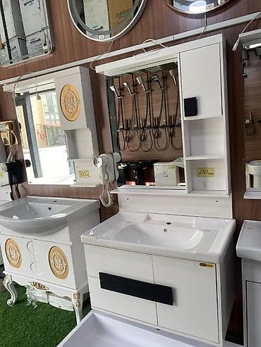 divar paneleri: Hamam üçün asma dolablı əl-üz yuma mebelləri və güzgü dəstləri Təqdim — 2