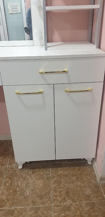 salon ucun termo: Peşəkar vizaj üçün geniş iş masası və güzgü komplekti - Rəng: ağ — 9