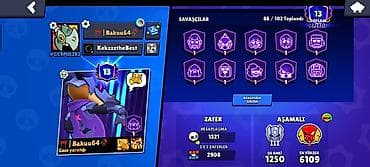 Brawl Stars oyun hesabı (88 karakter) - Kral kuboklar: 29 928 - — 2