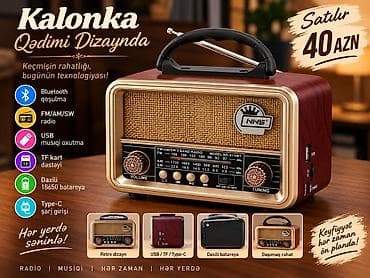 Retro dizaynlı NNS model NS-8110BT portativ kalonka/radio - Qədimi