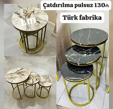 Türk fabrikası istehsalı üçlü jurnal/oturacaq masası seti. - Dizayn