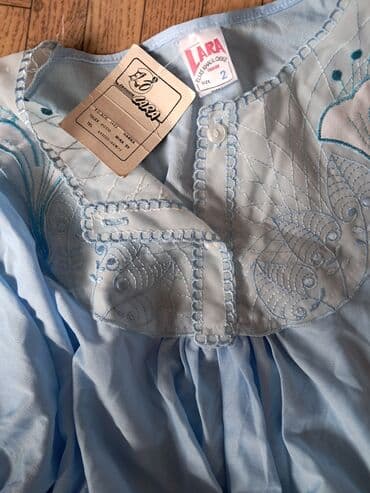 qadın ev geyimləri: Məhsul: Uzun, açıq mavi ev paltarı/gecə köynəyi - Brend: LARA (Elias — 4