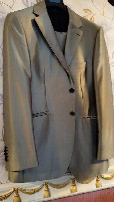 dest geyim: Gümüş-boz rəngli kişilər üçün klassik kostyum dəsti (jilet yoxdur): - — 4