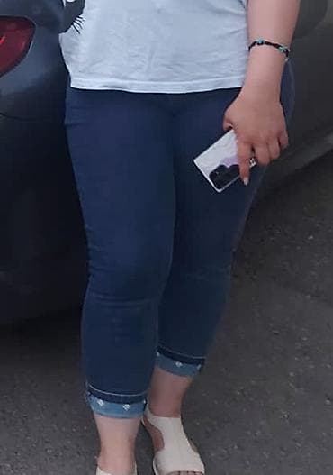 t500 smart watch qiyməti: Qadınlar üçün kapri cins şalvar - Model: dar kəsim, bel hissəsi orta — 1