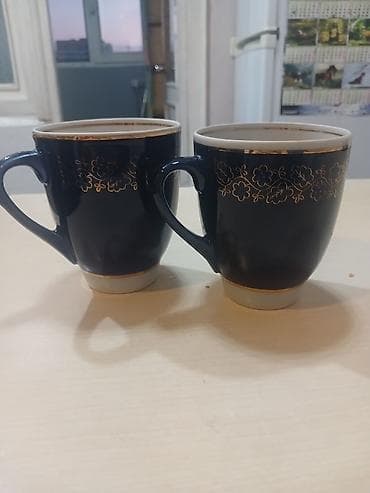 kul qabı: Fincanlar, rəng - Göy, Keramika, 2 ədədli dəst — 2