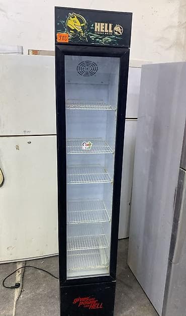 HELL Energy içki vitrin soyuducusu - Şüşə qapılı, dar və hündür