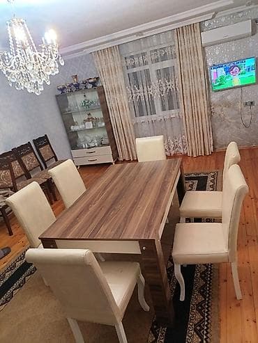 oturacaqlar satilir: Qonaq otağı üçün, İşlənmiş, Açılmayan, Dördbucaq masa, 6 stul — 5