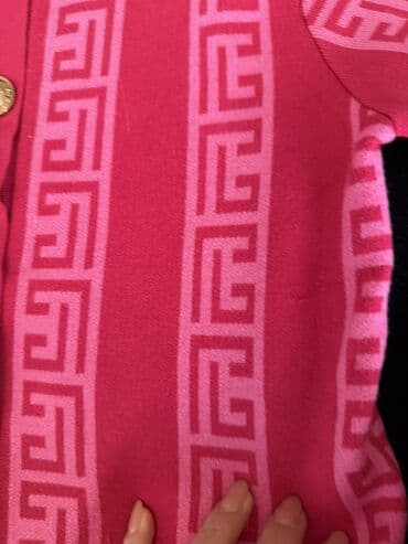 Hicab: Qadın sviteri/kardiqan – çəhrayı tonlarda, yunan frezi naxışlı — 4