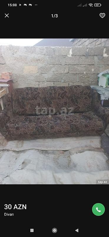krep parca: Məhsul: Divan - Ölçü: təxminən 3 nəfərlik, geniş oturacaq və arxalıq — 1