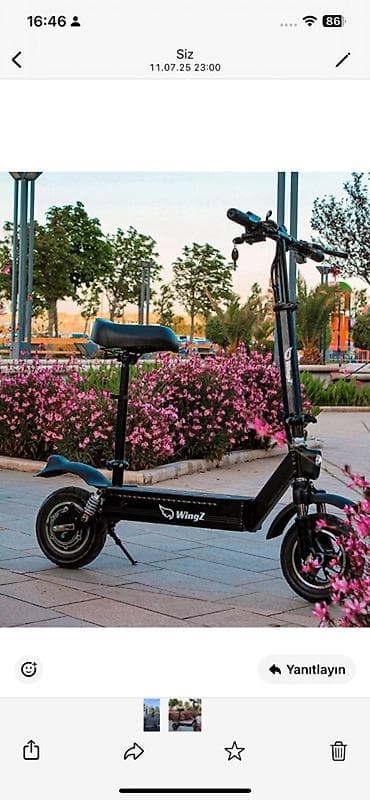 WingZ elektrik skuteri - Qatlanan şəhər skuteri, oturacaqlı model -