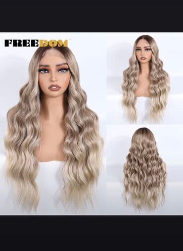 firuzəyi rəng: FREEDOM brendi dalğalı parik - Model: Uzun, böyük dalğalı parik - — 1