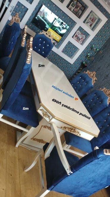 masalar ve stullar: Qonaq otağı üçün, Yeni, Dördbucaq masa, 6 stul — 17