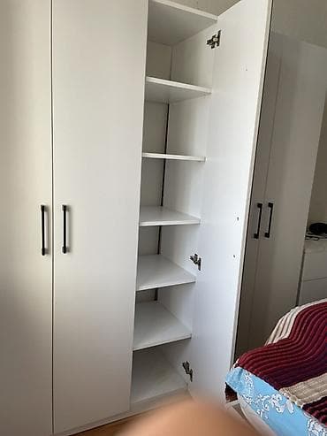 mini şkaf: Ağ rəngdə 3 qapılı geyim şkafı - Material: laminat/MDFlam, ağ rəng - — 7