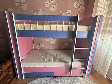 madeyra gənc odası: Uşaq mebeli dəsti – beşik və iki mərtəbəli çarpayı 1) Beşik (Aymira — 2