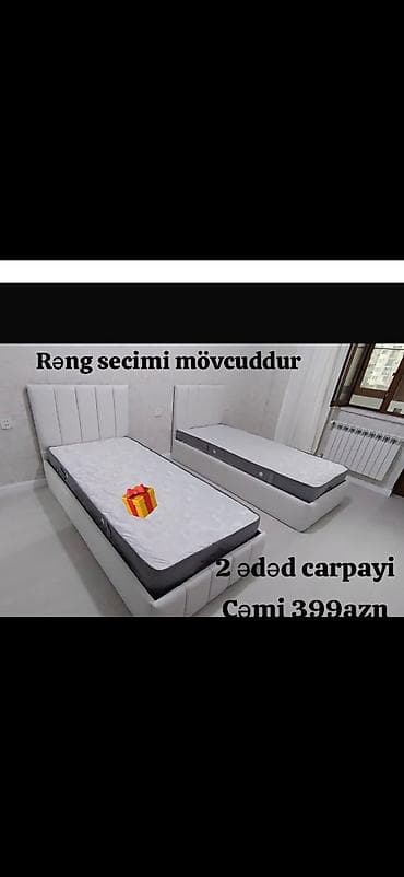 ikili çarpayı: İkili tək nəfərlik çarpayı dəsti - Ölçü: 90x200 - Dizayn: Yumşaq — 2