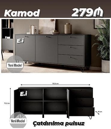 qapi dekoru: Kamod – Yeni Model - Rəng: tünd boz (mat effektli) - Ölçülər: 183.6 — 1