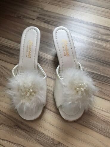 домашние женские тапочки балетки: Домашние тапочки, Размер: 38, цвет - Белый, Б/у — 1