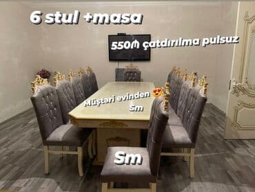 masalar ve stullar: Qonaq otağı üçün, Yeni, Dördbucaq masa, 6 stul — 1