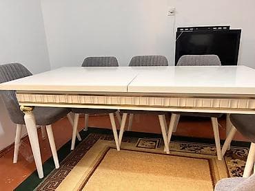 stol ev ucun: Qonaq otağı üçün, Yeni, Açılan, Dördbucaq masa, 8 stul — 3