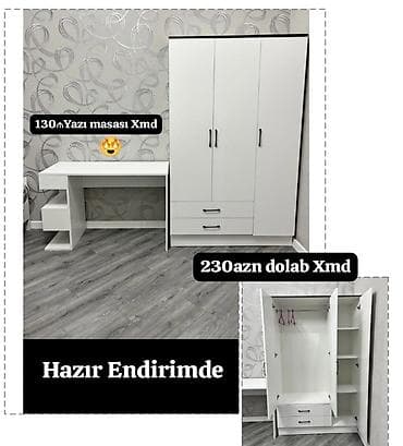 Ağ rəngli mebel dəsti - Yazı masası – 130₼ (Xmd yazılıb şəkildə) •