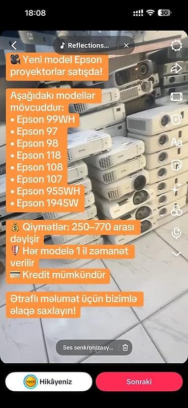 2e gaming g2421b: İşlənmiş Stasionar Proyektor Epson, Ödənişli çatdırılma — 2