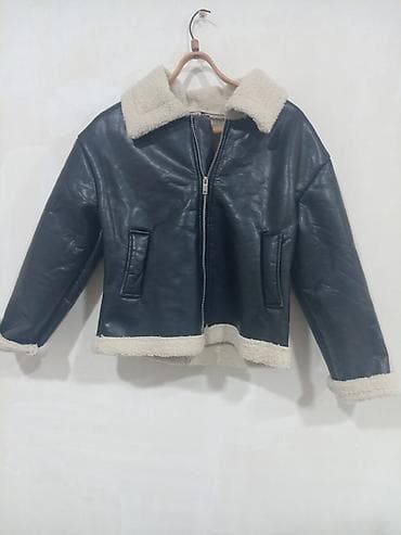 deri godekceler qadin: Süni dəri şerpa astarlı qış gödəkçə - Rəng: tünd qara (xarici hissə) — 2