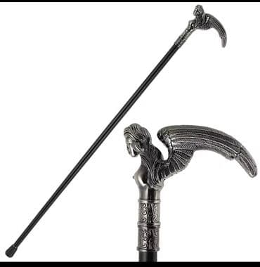 Yerimək üçün arabalar, çəliklər, əsalar, rollatorlar: Qanadlı mələk fiquru ilə bəzədilmiş bu əsa, dəstəyi gümüşü rəngdə — 5