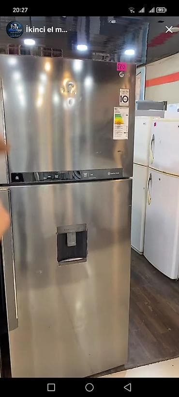 LG iki qapılı soyuducu (üstdə dondurucu) - Rəng: paslanmaz polad
