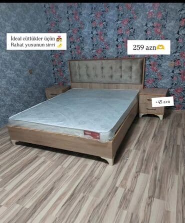 Çarpayılar: Yeni, İkinəfərlik çarpayı, Bazasız, Matras ilə, Siyirməsiz, Azərbaycan — 1