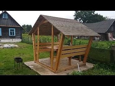 balkon ucun stol stul: Dördbucaq masa, 6 stul, Açılmayan, Skameykalar ilə, Taxta — 3