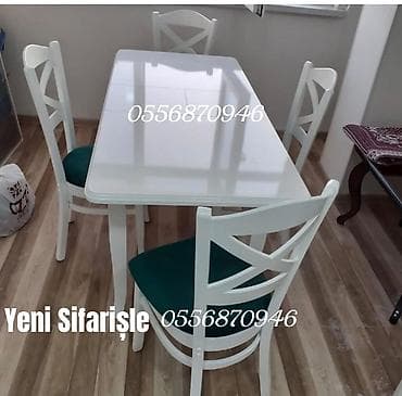 Mətbəx üçün, Yeni, Açılmayan, Dördbucaq masa, 4 stul — 7