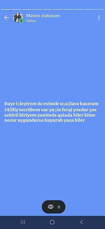 Uşaq baxımı xidməti – dayə - Öz evimdə uşaqlara baxıram - 14 illik