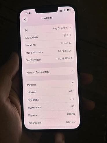 iphone işlənmiş: IPhone 13, 128 GB, Midnight, Sənədlərlə — 7
