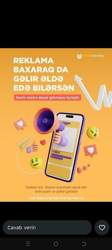 Reklama izləyərək gəlir qazanmaq imkanı – Any Unboxing Mall
