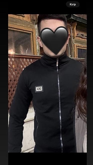 Qara rəngdə kişilər üçün zipli jaket - Model: Yaxası hündür, klassik — 2