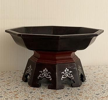 servisler: 🇦🇿 Antik meyvə qabı-vaza (Koreya), papye-maşe və sədəf inkrustasiyası — 4