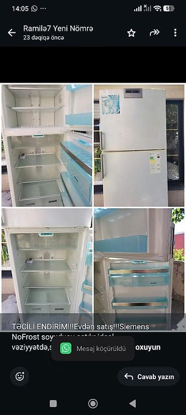 TƏCİLİ ENDİRİM!!!Evdən satış!!!Siemens NoFrost soyuducu satılır ideal