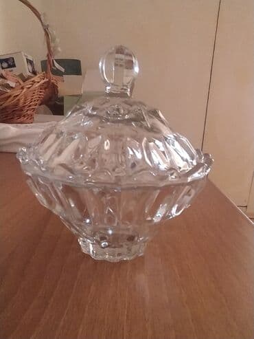 süd qabı: Şüşə məmulatlar dəsti - Yaşıl rəngli ayaqlı meyvə/şirniyyat qabı — 6