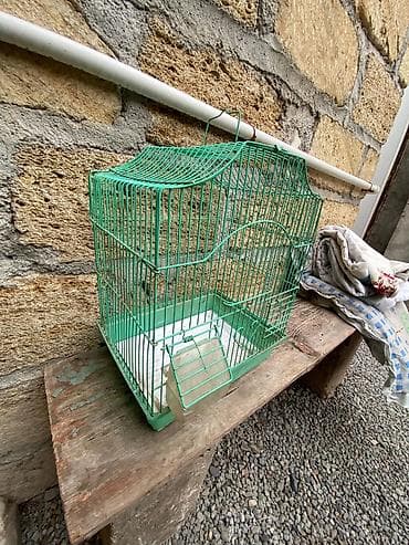 qəfəs: Quş qəfəsi – metal karkaslı, yaşıl rəngdə - Material: toz boya ilə — 5